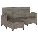 vidaXL Canapé de jardin inclinable coussins forme de L gris polyrotin
