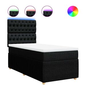 vidaXL Sommier à lattes de lit avec matelas Noir 90x200 cm Tissu