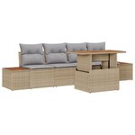 vidaXL Ensemble de jardin 5 pièces avec coussins en rotin poly beige et acacia