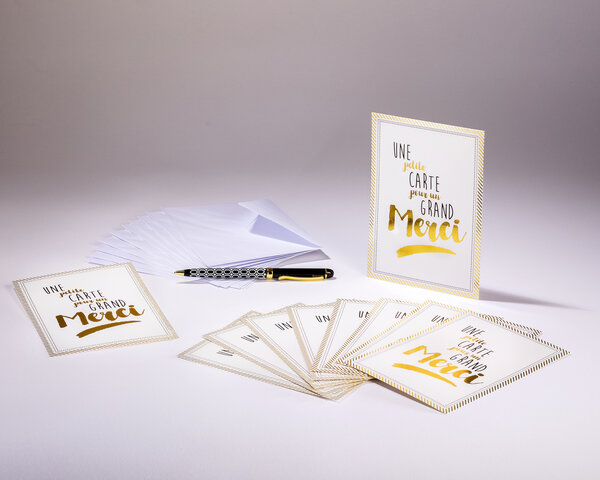 Sachet de 10 cartes simples de remerciements  et 10 enveloppes
