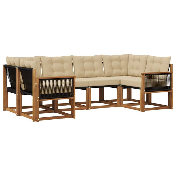 vidaXL Ensemble de canapés d'extérieur 6 pc Naturel et Beige