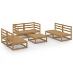 vidaXL Salon de jardin 7 Pièces marron miel bois de pin massif