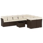 vidaXL Salon de jardin 10 Pièces avec coussins marron résine tressée