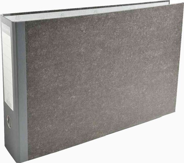 Classeur à levier papier marbre gris dos de 80mm - A3 horizontal - Exacompta