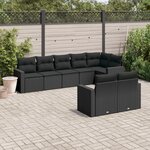 vidaXL Salon de jardin 8 Pièces avec coussins noir résine tressée