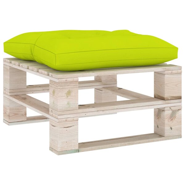 vidaXL Repose-pied palette de jardin avec coussin vert vif bois de pin