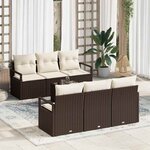 vidaXL Ensemble de canapé de jardin avec coussin 7 Pièces Marron et Crème