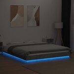 vidaXL Cadre de lit et lumières LED sans matelas gris béton 150x200 cm