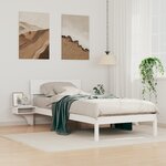 vidaXL Cadre de lit avec tables de chevet Blanc Bois massif en pin