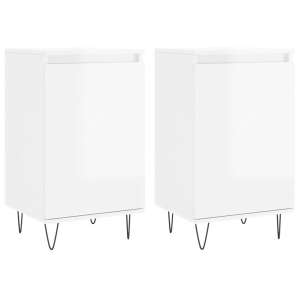 vidaXL Buffets 2 Pièces blanc brillant 40x35x70 cm bois d'ingénierie