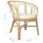 Vidaxl chaise de salle à manger avec coussin rotin naturel et lin