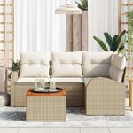 vidaXL Ensemble de canapé de jardin 5 Pièces Beige Poly rotin