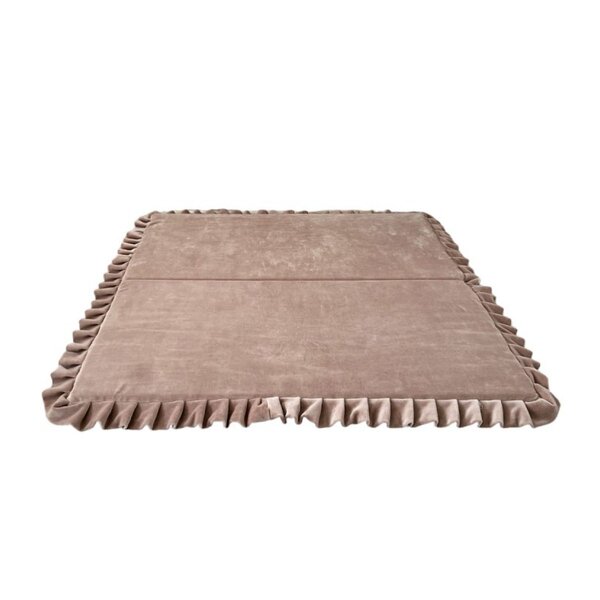 Tapis de jeu pliable en velours carré beige 105x105