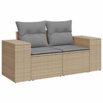vidaXL Salon de jardin 6 Pièces avec coussins beige résine tressée acacia