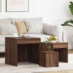 vidaXL Tables gigognes 3 Pièces Chêne marron Bois d'ingénierie