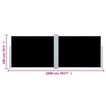 vidaXL Auvent latéral rétractable Noir 100 x 1000 cm