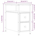 vidaXL Tables de chevet 2Pièces chêne marron 30x60x60cm bois d'ingénierie