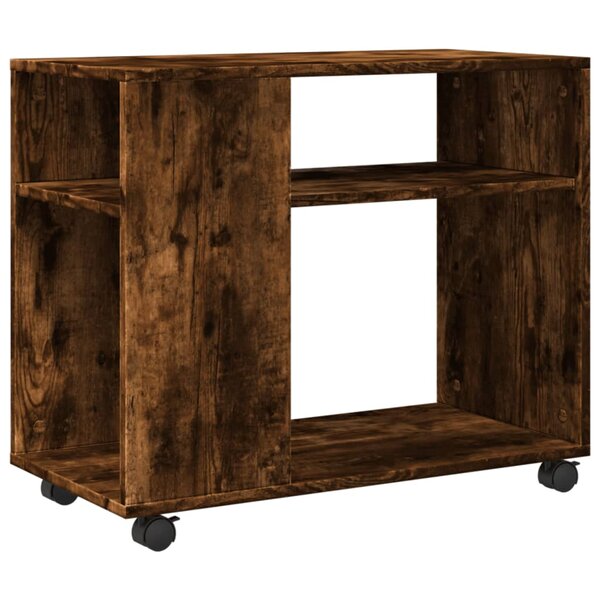 vidaXL Table d'appoint avec roues chêne fumé bois d'ingénierie