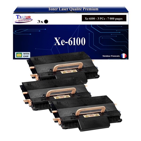 T3AZUR -3x Toners compatibles avec Xerox Phaser 6100 (106R00684) - Noir