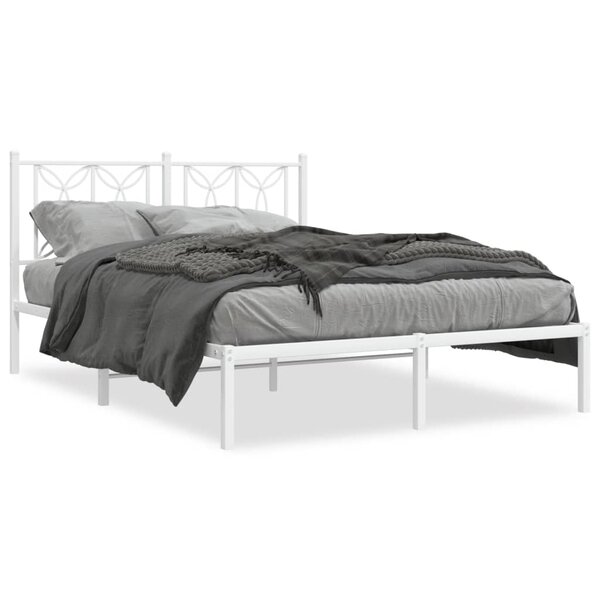 vidaXL Cadre de lit métal sans matelas et tête de lit blanc 140x200 cm