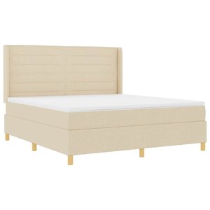 vidaXL Lit à ressorts avec matelas Crème 140 x 200 cm tissu