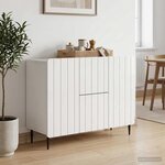 vidaXL Buffet Blanc brillant 89 x 34 5 x 62 cm Bois d'ingénierie