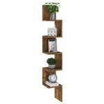 vidaXL Étagère d'angle murale Chêne fumé 20x20x127 5cm Bois ingénierie
