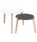 Tables gigognes laquées blanc noir mat - lot de 2