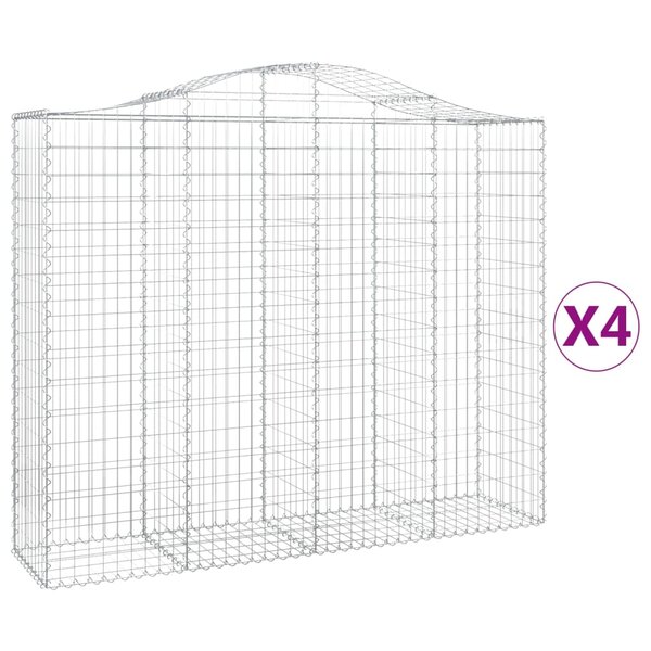 vidaXL Paniers à gabions arqués 4 Pièces 200x50x160/180 cm Fer galvanisé