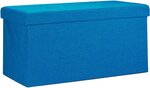 Tabouret banquette pouf de rangement pliant coffre repose-pieds 76 cm lin bleu 13_0002337_2