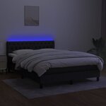 vidaXL Sommier à lattes de lit avec matelas LED Noir 140x190 cm Tissu