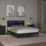 vidaXL Cadre de lit avec bandes LED Noir 120 x 190 cm Simili cuir