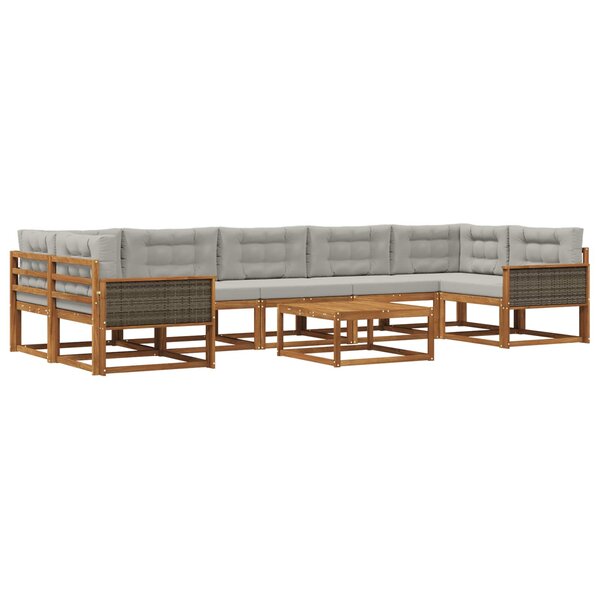 vidaXL Ensemble de canapés d'extérieur 8 Pièces Naturel et Gris clair