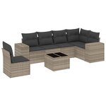 vidaXL Salon de jardin avec coussins 7 Pièces gris clair résine tressée