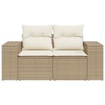 vidaXL Canapé de jardin avec coussins 2 places beige résine tressée