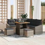 vidaXL Ensemble de canapé de jardin avec coussin 8 Pièces Gris Poly rotin