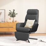 vidaXL Chaise de relaxation avec repose-pied Gris foncé Tissu