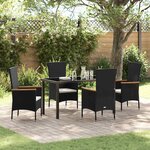 vidaXL Ensemble de salle à manger pour jardin 5 Pièces Noir Poly rotin
