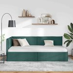 vidaXL Cadre de lit d'angle Vert foncé 80 x 200 cm tissu