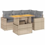 vidaXL Salon de jardin avec coussins 5 Pièces beige résine tressée