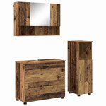 vidaXL Ensemble de mobilier de salle de bain 3 Pièces Bois Ancien