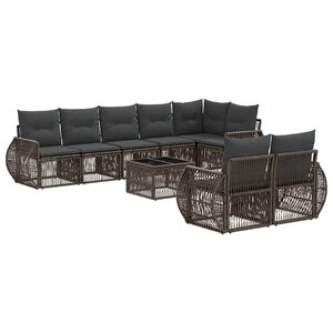 vidaXL Ensemble de canapé de jardin 9 pc Gris et Gris foncé polyrotin