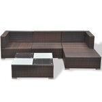 vidaXL Salon de jardin avec coussins 5 Pièces Résine tressée Marron