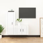 vidaXL Ensemble de meubles TV 2 Pièces blanc brillant bois d'ingénierie