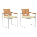 vidaXL Chaises de jardin avec coussins lot de 2 Teck solide et acier