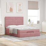 VidaXL Cadre de lit ottoman avec matelas rose 140x200 cm velours