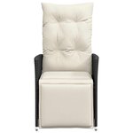 vidaXL Chaise inclinable de jardin avec coussins noir résine tressée