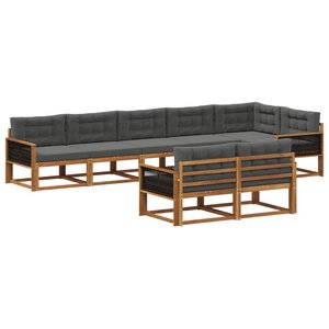 vidaXL Ensemble de canapés d'extérieur 8 pc Naturel et Anthracite