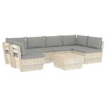 vidaXL Salon de jardin palette 7 Pièces avec coussins bois d'épicéa