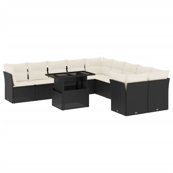 vidaXL Salon de jardin 11 Pièces avec coussins noir résine tressée